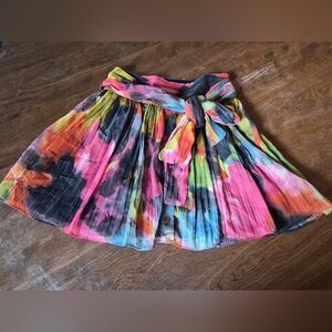 Colorful Pleated Skirt with Bow